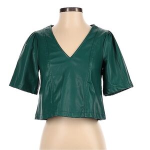 Green Vegan leather crop top Sz Large